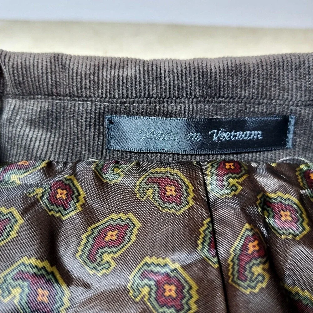Chaps Fine Wale Corduroy Dark‎ Chocolate Brown Blazer 2 Button Front Vent 46R